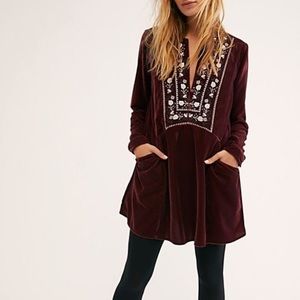 Free People Always Forever Velvet Mini Dress